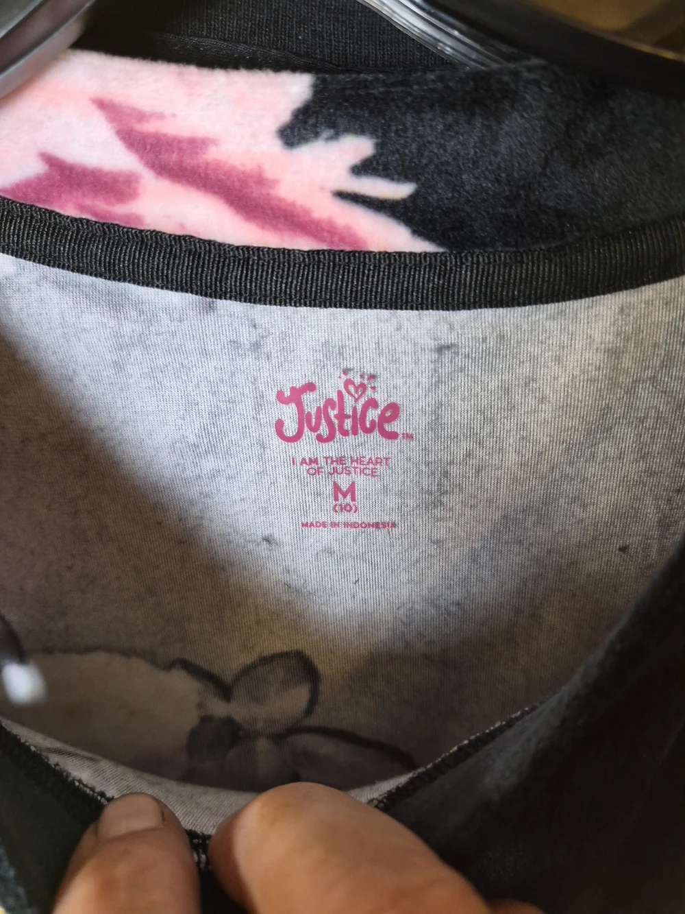Justice Black Floral Lace-Up Hoodie with Pink & White Flowers Bin 46